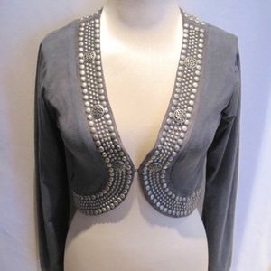 ESPERANCE Paris Faux Suede Studded Cropped Jacket